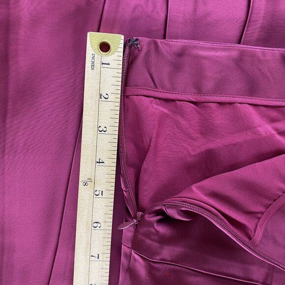 WHBM Womens Size 8 Burgundy Old Money Classic Ruched Formal Preppy Pencil Skirt - Picture 13 of 14